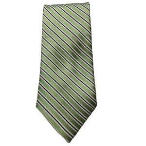 CHAPS Men's 100% Silk Lime White Navy Stripe Neck Tie